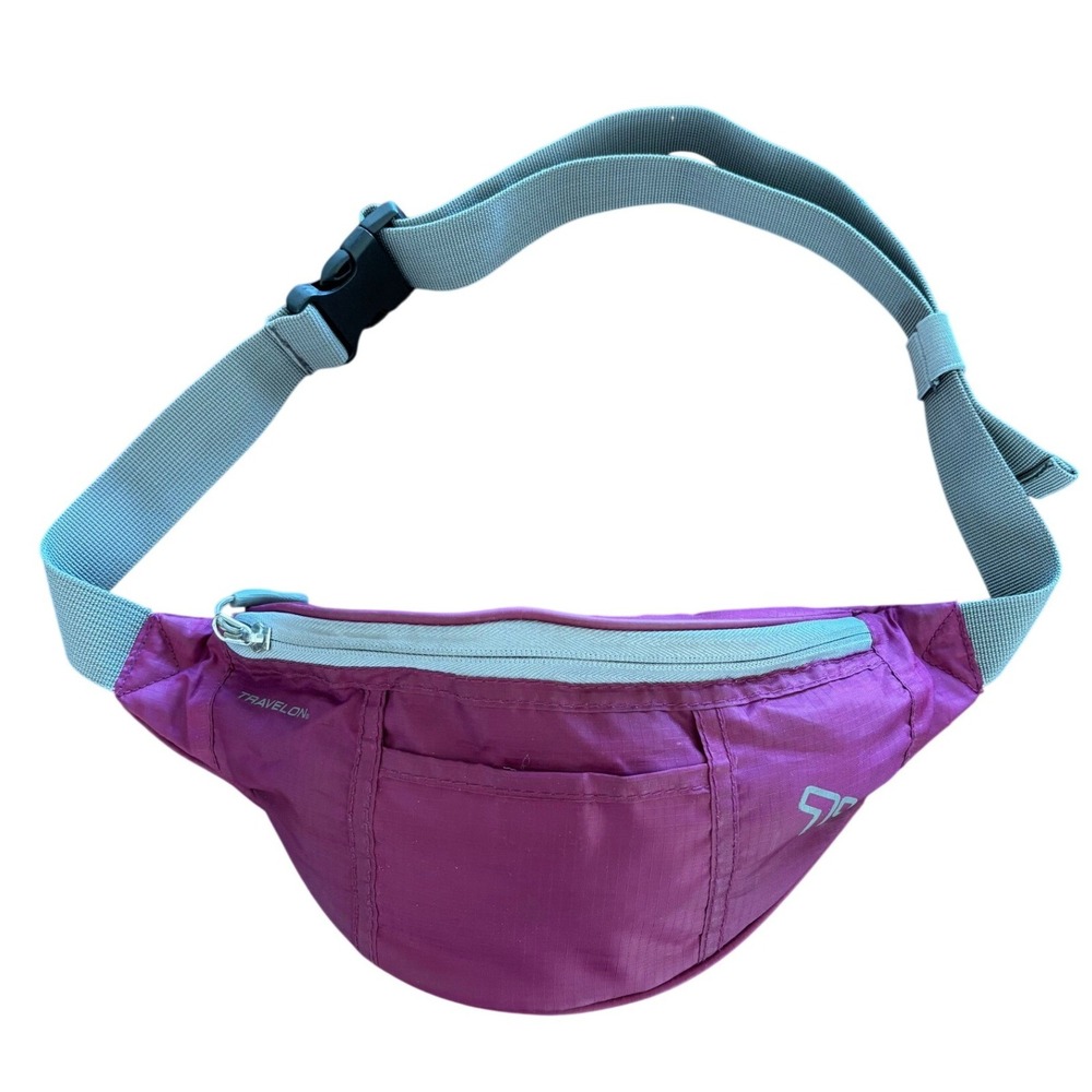 Travelon Purple Ripstop Fanny Pack Waist Bag Adjustable Strap Travel Pouch